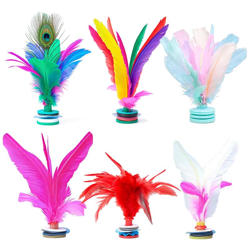 Feather Shuttlecock - ลูกขนไก่หลากสี 1 ชิ้น, ลูกขนไก่จีนสำหรับกิจกรรมกีฬาฟิตเนสทั้งในร่มและกลางแจ้ง