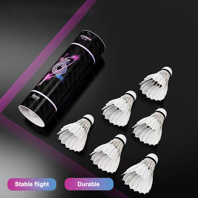 Badminton Shuttlecock - ลูกขนไก่แบดมินตัน 3/6 ชิ้น ขนนกห่านสีขาว บินได้อย่างมั่นคง ทนทาน