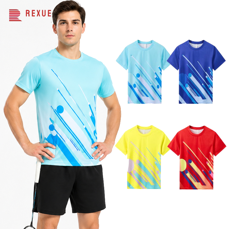 Badminton Jersey - เสื้อแบดมินตันผู้ชาย แห้งเร็ว ระบายอากาศได้ดี เสื้อยืดกีฬา ลายกราฟิก 3