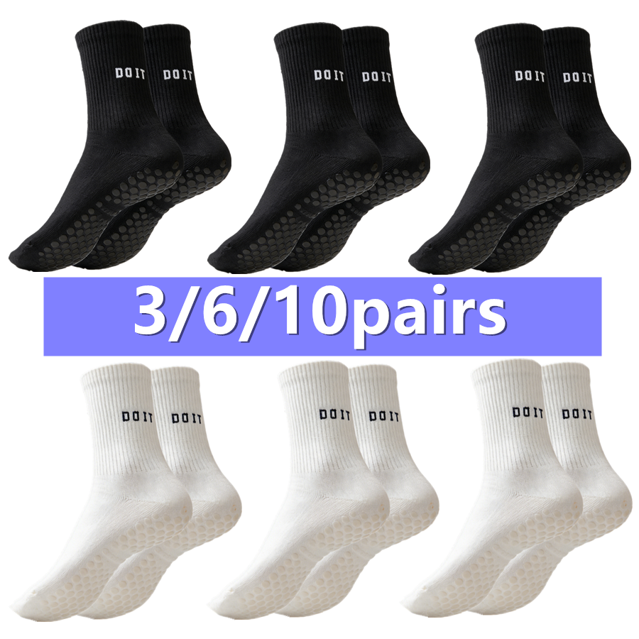 Sports Grip - ถุงเท้ากีฬาแบบกันลื่น ระบายอากาศ ซับแรงกระแทก สำหรับผู้ชายและผู้หญิง 3/6/10 คู่