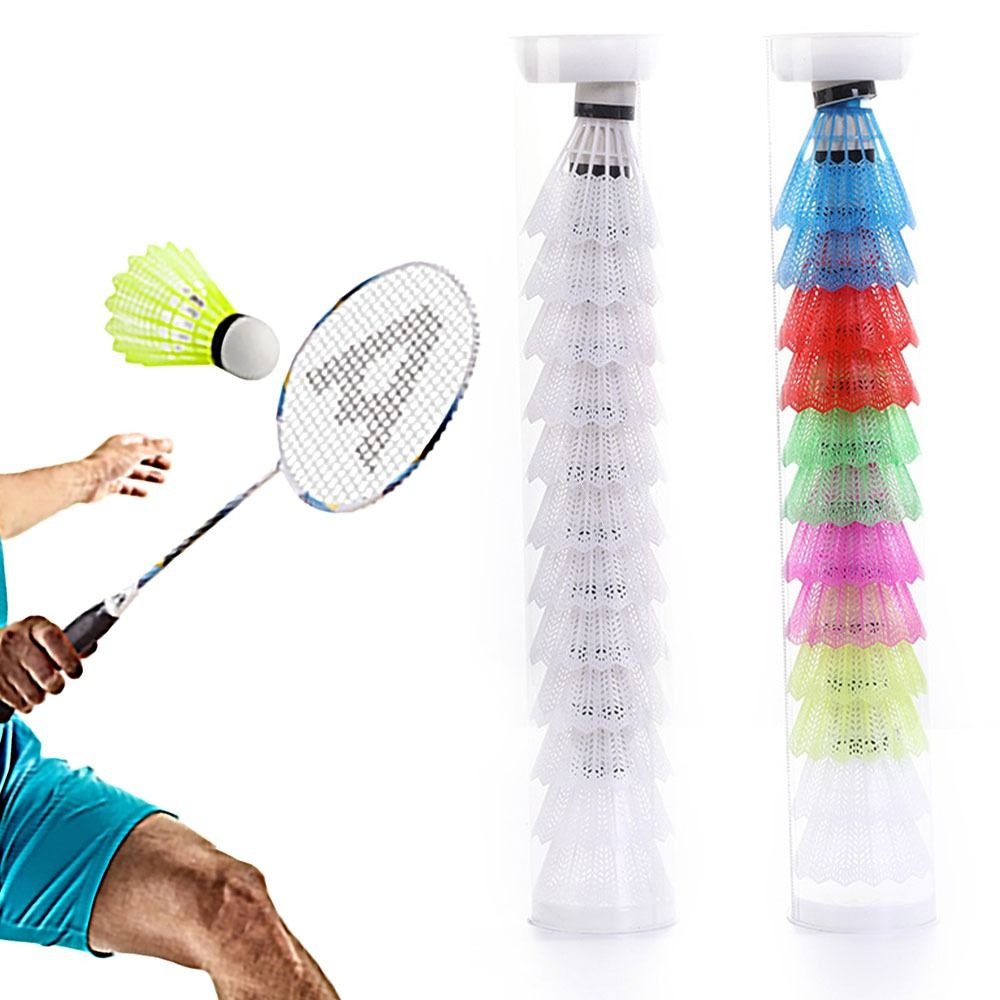 Feather Shuttlecock - ลูกแบดมินตันกันลม6/12ชิ้นลูกโฟมลูกขนไก่พลาสติกหลายสีอุปกรณ์ฝึกความต้านทานลม