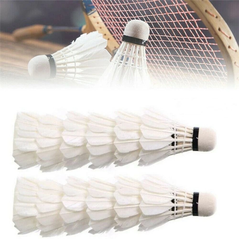 Feather Shuttlecock - ลูกขนไก่แบดมินตันขนห่านสีขาวแบบใหม่ ทนทาน ระดับมืออาชีพ อุปกรณ์กีฬา ลูกแบดมินตัน สำหรับฝึกซ้อม